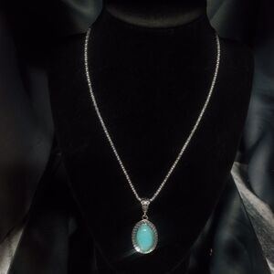 Fashion Jewelry Silver Necklace with Turquoise Pendant